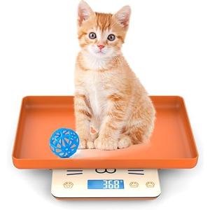 Multifunctional Newborn Pet Scale with a Tray to Weigh Cats and Puppy, 33lbs with Accuracy ±0.03oz, Suitable for Pets and Kitchen Use, Tray Size 11.5"x 9"in (Orange)