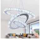 Chandelier LED Crystal Chandelier Lighting Dimmable LED Chandeliers Modern Ceiling Light Fixture 3 Rings Adjustable Stainless Steel Pendant Light for Bedrooms Living Room