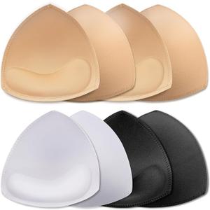 Bra Pads Inserts 4 Pairs Sewn Edges Breast Padding for Sports Bras Swimsuits Bikini B