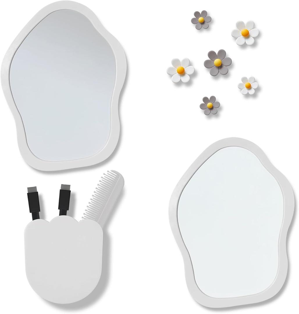 2 x KEYDUACU 12 pcs Girls Locker Accessories, Locker Decorations Including Mirrors, whiteboards, Magnets and organizing Supplies. Ideal for Back-to-School Essentials and The Office (12 pcs-Light Gray)