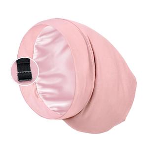 PARISBELLA Satin Sleep Cap Bonnet for Women, Stay On All Night Hair Wrap with Adjustable Strap for Curly Hair, Pink, Pack of 1 (Solid Color-pink)
