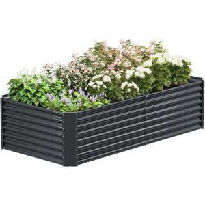 FRIZIONE 8FT(L)4FT(W)2FT(H) Raised Garden Bed Outdoor for Flower, Garden Planter Box for Vegetable, Raised Garden Beds for Herb, Succulent, Dark Gray