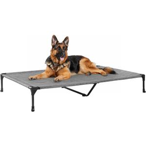 Veehoo Outdoor Elevated Dog Bed Large Sized Dogs, XL Cooling Raised Dog Cots Beds Training Platform Off Ground Hammock with Breathable Mesh, No-Slip Feet, 49"x33", Black Silver