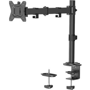 HUANUO Single Monitor Mount, Monitor Arm for 13-32 Monitors up to 17.6 lbs, Adjustable Stand with 16 Max Height, Desk Mount with C-Clamp and Grommet Base, VESA 75x75mm or 100x100mm