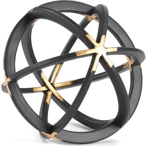 7" Metal Sphere Decor, Metal Coffee Table Decor Sculpture - Black & Gold, Abstract Tabletop Decorative Ball for Home, Decorative Balls for Centerpiece Bowls