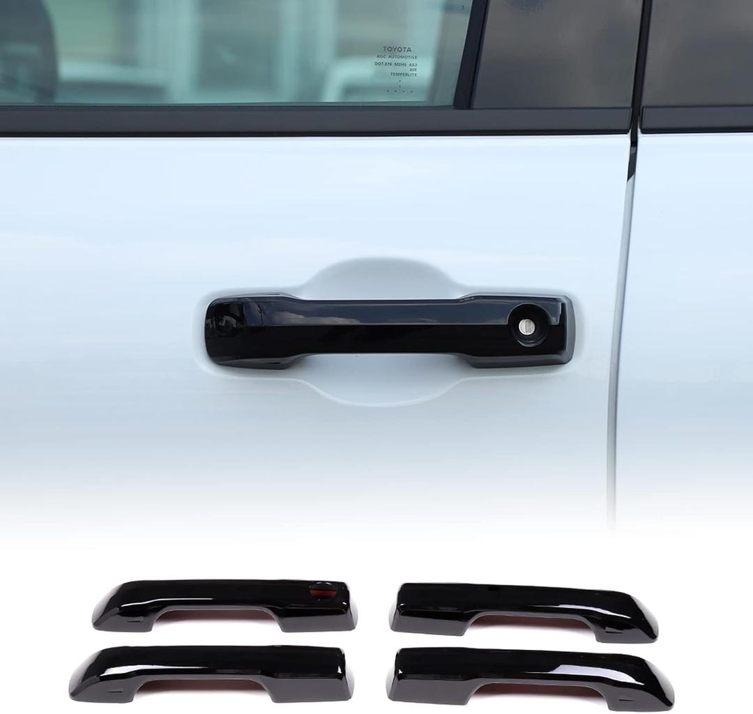 Aunginsy Auto Exterior Door Handle Protective Trim Cover Compatible with Toyota Tundra/Sequoia 2022-2025 Car Front Rear Outside Door Handle Outer Trim Cover Protector Decoration Covers ABS Accessories (Piano-Black)