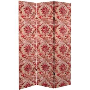 Oriental Furniture 6 ft. Tall Aged Damask Canvas Room Divider - 3 Panel
