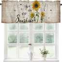 Sunflower Curtains Kitchen Valance for Windows Rustic Window Toppers Valances Rod Pocket Window Treatments 1 Panel U R My Sunshine Retro Letter Short Curtains for Farmhouse Bathroom Bedroom 54 x 18 in