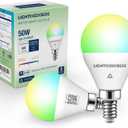 Lightinginside Matter E12 Smart Light Bulbs 50W Equivalent 5W 550LM, Compatible with Alexa/Siri/Apple Home/Google Home/SmartThings, G16.5 RGBCW Candelabra Ceiling Fan Bulb, 2.4G WiFi, ETL Listed, 2PCS