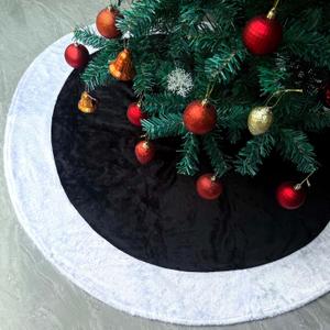 Black Christmas Tree Skirt Faux Fur Christmas Tree Skirt Black and White 48 Inch Neutral Soft Plush Xmas Trees Skirts Mat for Xmas Party Decorations New Year Holiday Home Ornaments