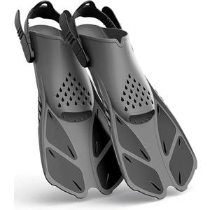 Greatever Snorkel Fins Adjustable Buckles Open Heel Swim Flippers Travel Size Short Swim Fins for Snorkeling Diving Swimming Adult Men Womens, Size: L/XL(Adult US Size 9-13)