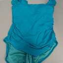 Eomenie One Piece Swimsuit for Women Puffy Sleeves Tummy Control Bathing Suit Tie Back Swimwear (XX-Large, Turquoise)