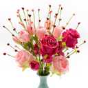 Valentine Centerpiece Table Decorations 10 PCs Romantic Valentines Day Flowers Artificial Red Pink Valentine Flowers with Faux Tulips Roses for Flower Arrangement Vase Wedding Tablecenter