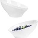 BESTVIP 8oz White Plastic Serving Bowls for Party - 12 Pack Angled Disposable Serving Bowls, Party for Chips, Snacks, Fruit, Salad - Bowls for Parties, Daily Use, Catering, Christmas