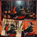 Bucherry 4.2 Feet Vintage Halloween Party Decoration Witch & Moon Cardboard Cutout Stand up Large Witch and Moon Photo Props Backdrop Standup for Vintage Halloween Party Decor