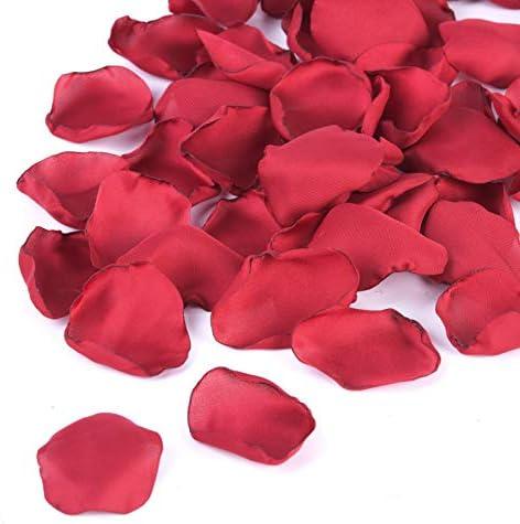 Neaticoo Burgundy Rose Petals 300pcs Silk Rose Petals Flower Petals for Wedding Flower Girl Basket Anniversary Romantic Night Party Table Centerpieces Valentines Decoration(Burgundy)