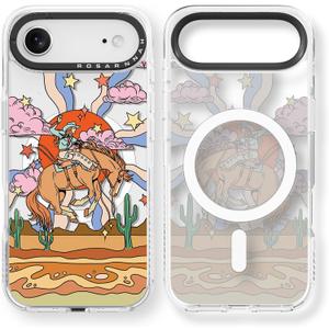 for iPhone Air Case Cute - Compatible with Magsafe - Durable Shockproof 6.6 ft Drop Impact Phone Case - Funny Cowboy Design for iPhone 17 Air (6.5") Clear