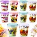 Blushtier 10 Pcs Overnight Oats Containers with Lids 24 oz Leak Proof Oats Jars Reusable Plastic Food Storage Meal Prep Container for Yogurt Cereal Soup Milk Salad Dishwasher Safe