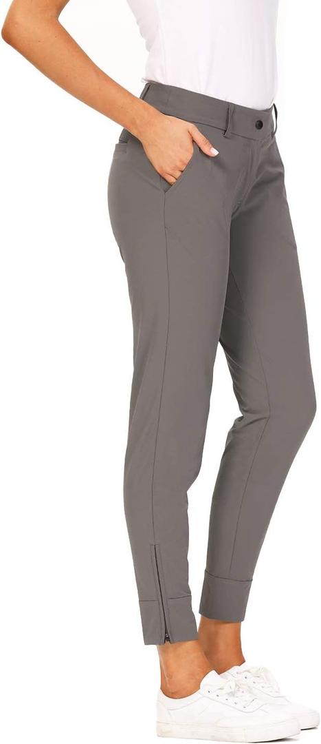 Hiverlay Womens pro Golf Pants Quick Dry Slim Lightweight Work Pants with Straight Ankle Also for Hiking or Casual Ladies (Medium, Grey)