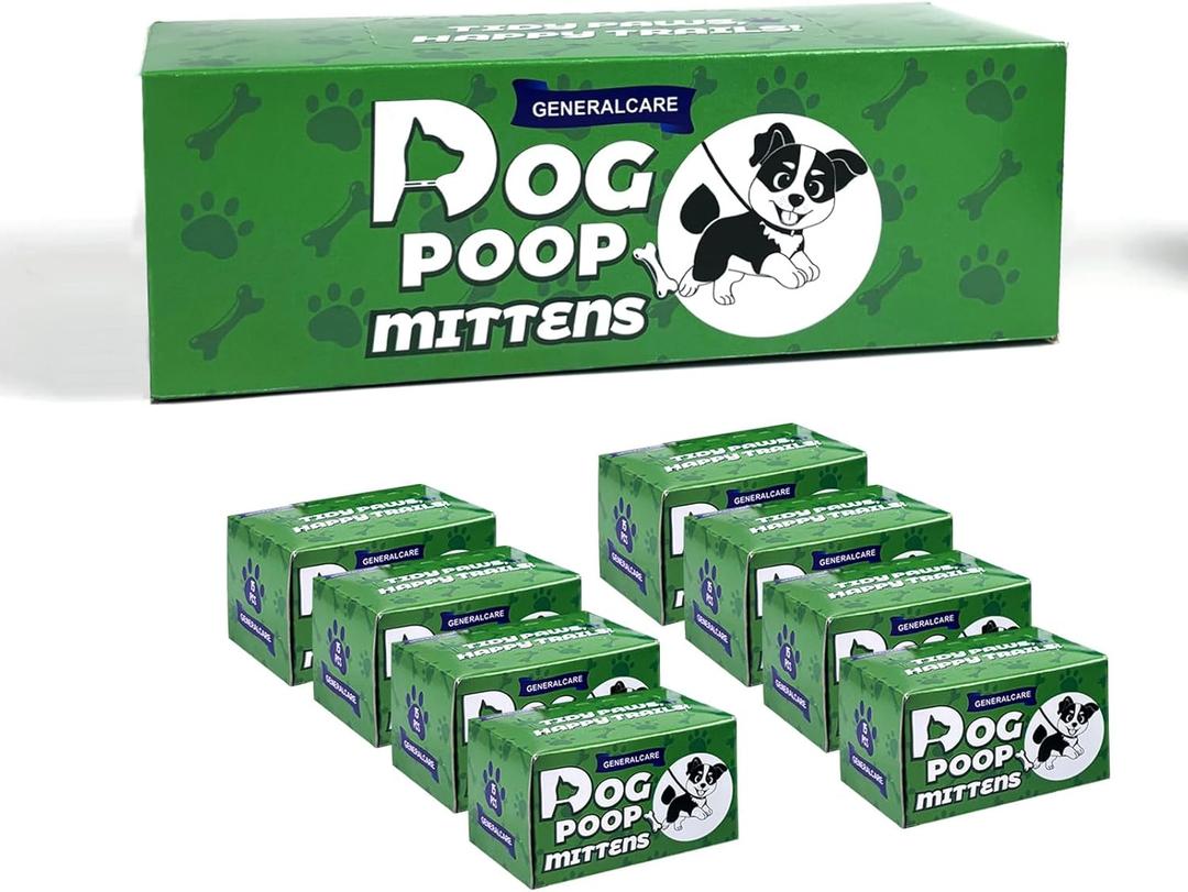 2 x Glove Poop Bags for Dogs - 120 Biodegradable Waste Bags in 12 Pull-Out Portable Cases | Revolutionary Grab & Go Design | Easy Cleanup (Green)