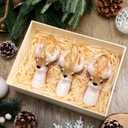 Jetec 3 Pcs 3 Inches Wooden Christmas Deer Ornaments Deer Bust Head Hunter Antler Rack 8 Point Buck, Hunting Christmas Tree Hanging Decorations, Hand-Carved Xmas Hunter Gift Xmas Deers Head Ornaments