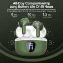 Wireless Earbuds, Bluetooth 5.4 Headphones HiFi Stereo, Bluetooth Earbuds with ENC Noise Cancelling Mic, IP7 Waterproof in Ear Earphones, 48H, LED Display Ear buds for Pad Phones Workout Sports, Green