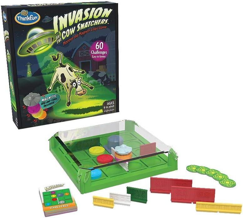 Think Fun Invasion of the Cow Snatchers STEM Toy and Logic Game for Boys and Girls Age 6 and Up - A Magnet Maze Logic Puzzle, Multi, (1021)