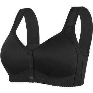 Daisy Bras for Older Women No Underwire Front Closure Comfort Senior Wireless Snap Closing Bra (Z Black) 40B
