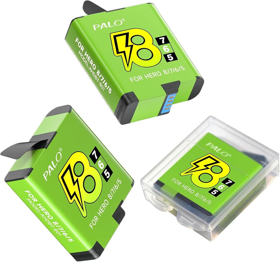 for GoPro Hero 5/6/7/8 Replacement Batteries (3 Pack) Long Lasting Large Capacity for Go Pro Hero 8 Hero 7 Hero 6 Hero 5 Battery Accessories, 1800mAh Enduro Battery