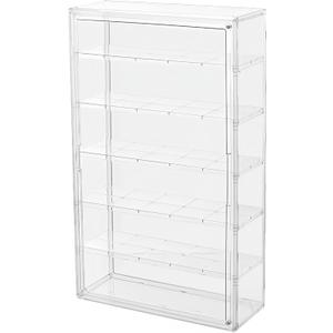 Wall Mountable 6-Tier Acrylic Display Case - Slim 14cm Depth for 100+ Mini Figures, Magnetic Door & Removable Shelves for Bobbleheads, Stackable Dust-Proof Cabinet (Extra Large(14.17*5.5*23.6in))