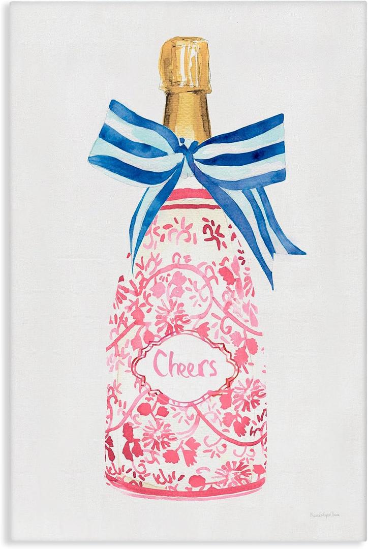 'Flirty Champagne Cheers'| Canvas Art | Stupell Industries | 16 x 24 Inches, Easy to Hang and Sturdy, Made in USA, by Mercedes Lopez Charro