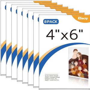 KSacry 8 Pcs Acrylic Sign Holder 4 x 6, Vertical Wall Mount Sign Holders with Adhesive, Clear Plastic Frames Paper Display Sign Holders for Office, Home, Store, Restaurant - No Drilling