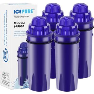 ICEPURE PPF001 Pitcher Water Filter Replacement for Pur CRF950Z, PPF951K, PPT700W, CR-1100C, DS-1800Z, CR-6000C, PPT711W, PPT711, PPT710W, PPT111W, PPT111R Pitchers and Dispensers,4PACK
