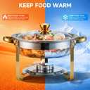 Chafing Dishes for Buffet with Lid & Lid Holder, 6QT Round Stainless Steel Chafing Dish Set, Heating and Cooling Buffet for Home Parties, Christmas Gatherings, Catering Events (1)