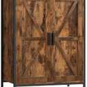 Storage Cabinet, Farmhouse Cabinets with Barn Doors & Shelf, Entryway Cabinet, Small cabinets for Living Room, Dining Room, Entryway, Rustic Brown
