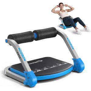 MERACH Ab Machine for Home Gym, Adjustable Ab Trainer with 3 Resistance Levels, Sit Up Exercise Equipment for Core Workout, Automatic Rebound Ab Crunch Machine, Ab Workout Equipment for Stomach(Blue)