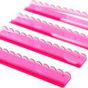 Clear Acrylic Mahjong Racks with Pushers - 17.5" Scalloped Clear Mahjong Tile Holders Set of 4, Premium All-in-One Magnetic Pusher Racks for American Mahjong, Durable Acrylic (Not Plastic) (PINK)