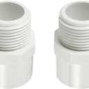 2" PVC Pipe Fitting Adapter Connector Union Coupling Schedule 40 (Slip Socket x NPT Male Pipe Thread), Pack of 2