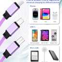 GLOGO 3 in 1 Retractable Charging Cable [3A,3FT] Multi USB Cable Fast Charger Cord for Phone, Samsung, iPad, Tablets, Switch and More - Purple