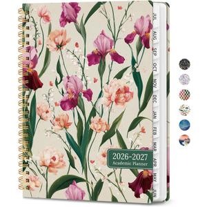 2 x ZOTIA Planner 2026-2027, Jul 2026-Jun 2027 Weekly & Monthly Calendar | Cute Planner Spiral Bound Planning Tool with Tabs and Pocket, Fit for Students & Teacher, 6.3" x 8.5", Iris Peony