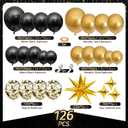 AivaToba Black and Gold Balloon Arch Kit, 126PCS Black and Gold Party Decorations for 2026 Graduation, Anniversary, Wedding, Prom, Retirement, Bachelorette, Birthday Decorations for Men Women