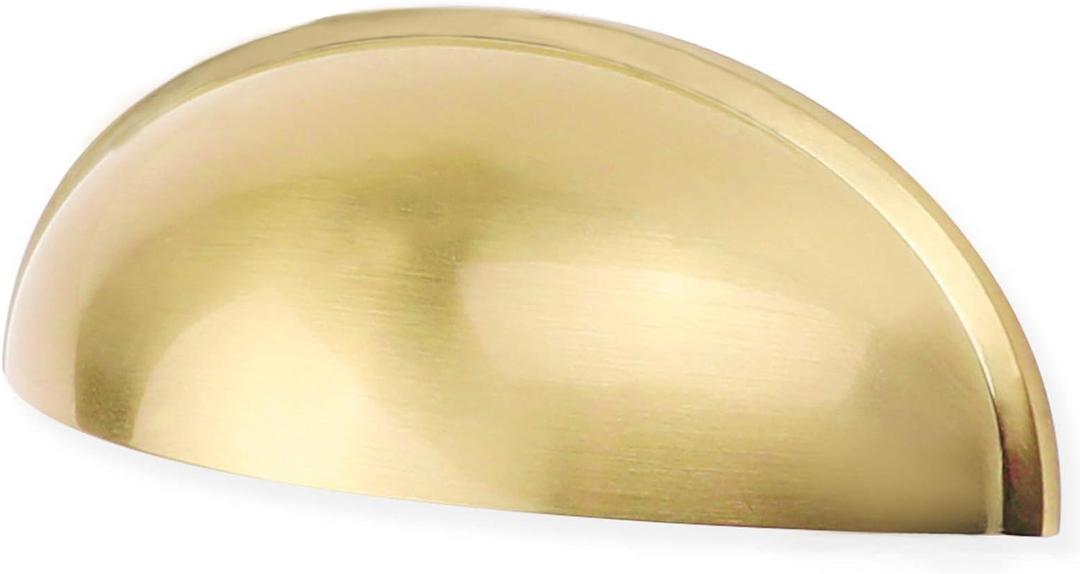 goldenwarm 20 Pack 3 in Light Brass Bin Cup Pulls Brushed Gold Cabinet Pulls Gold Cup Drawer Dresser Hardware Closet Door Pulls (20 packs, Brushed Gold)