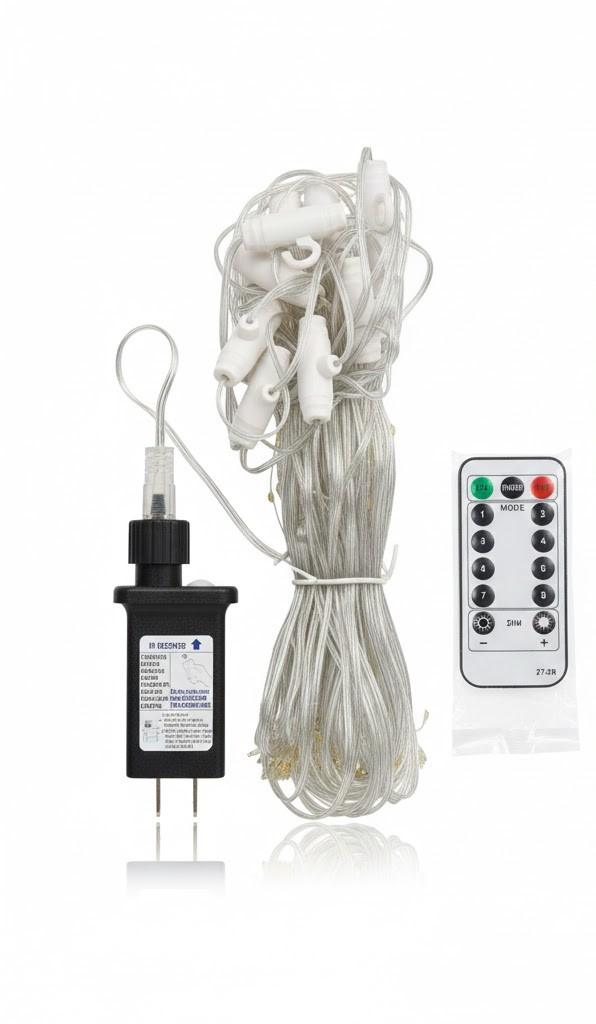 CZJUTAI Led Curtain Lights Warm White/ Molicular Options ,8 Lightning Modes and Timer, Remote Control Included, Indoor and Outdoor Use 