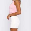 BAIGRAM Women Sleeveless Y2K Beaded Buckle One Shoulder Crop Tank Tops Asymmetric Ruched Slim Fit Summer Boho Going Out Tops Pink (Pink, L)