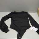 MANGOPOP Women’s Sheer Mesh Puff Long Sleeve Bodysuit Double Lined Crew Neck Thong Body Suits Trendy Fall Tops 2025 S/P