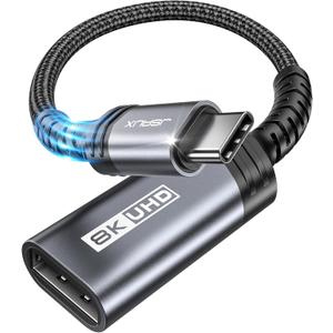 JSAUX USB C to DisplayPort 1.4 Adapter [8K@60Hz, 4K@144Hz 120Hz, 2K@240Hz] Dynamic HDR, 3D Thunderbolt 4/3 to Display Port Compatible with Oculus Rift S, MacBook Pro, Reverb G2, Dell XPS, Surface Pro