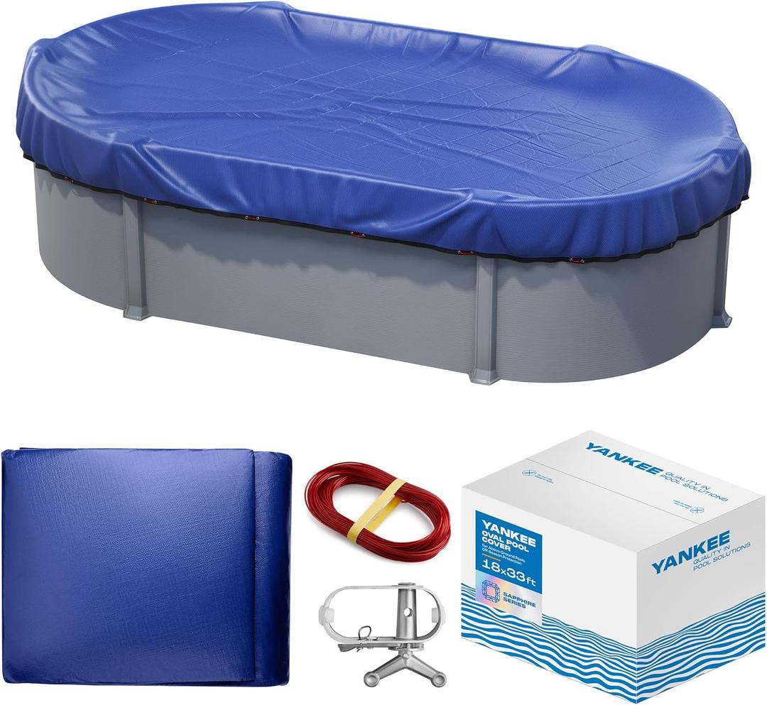 Yankee Pool Cover for Oval Pool | 18 x 33-ft | Oval Winter Pool Cover for Above Ground Pools | Extra Thick & Durable, UV-Resistant | Above-Ground Pool Protection