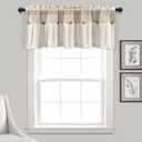 Lush Decor Linen Button Farmhouse Valance Curtians 52"W x 18"L Linen - Linen Valances For Windows - Kitchen Curtains Valances - Bathroom Curtain
