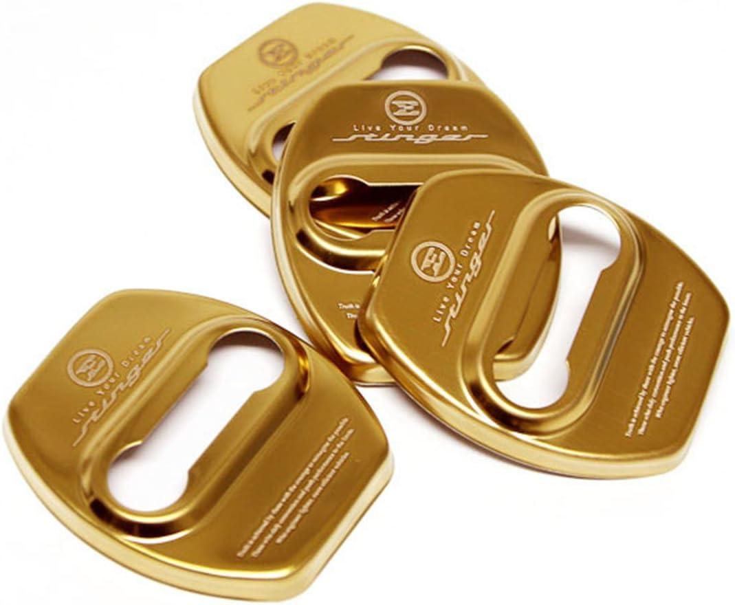 Stainless Steel Car Door Lock Striker Cover Decoration and Protection Buckle Trim for Kia Stinger 2017 2018 (Gold)