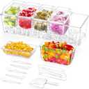 Lifewit Taco Bar Serving Set for Party with 5 x 20 oz Containers & Components, Ice Chilled Condiment Caddy Organizer, Garnish Serving Tray Platter for Mimosa Bar Accessories, Fruit, Salad, Food